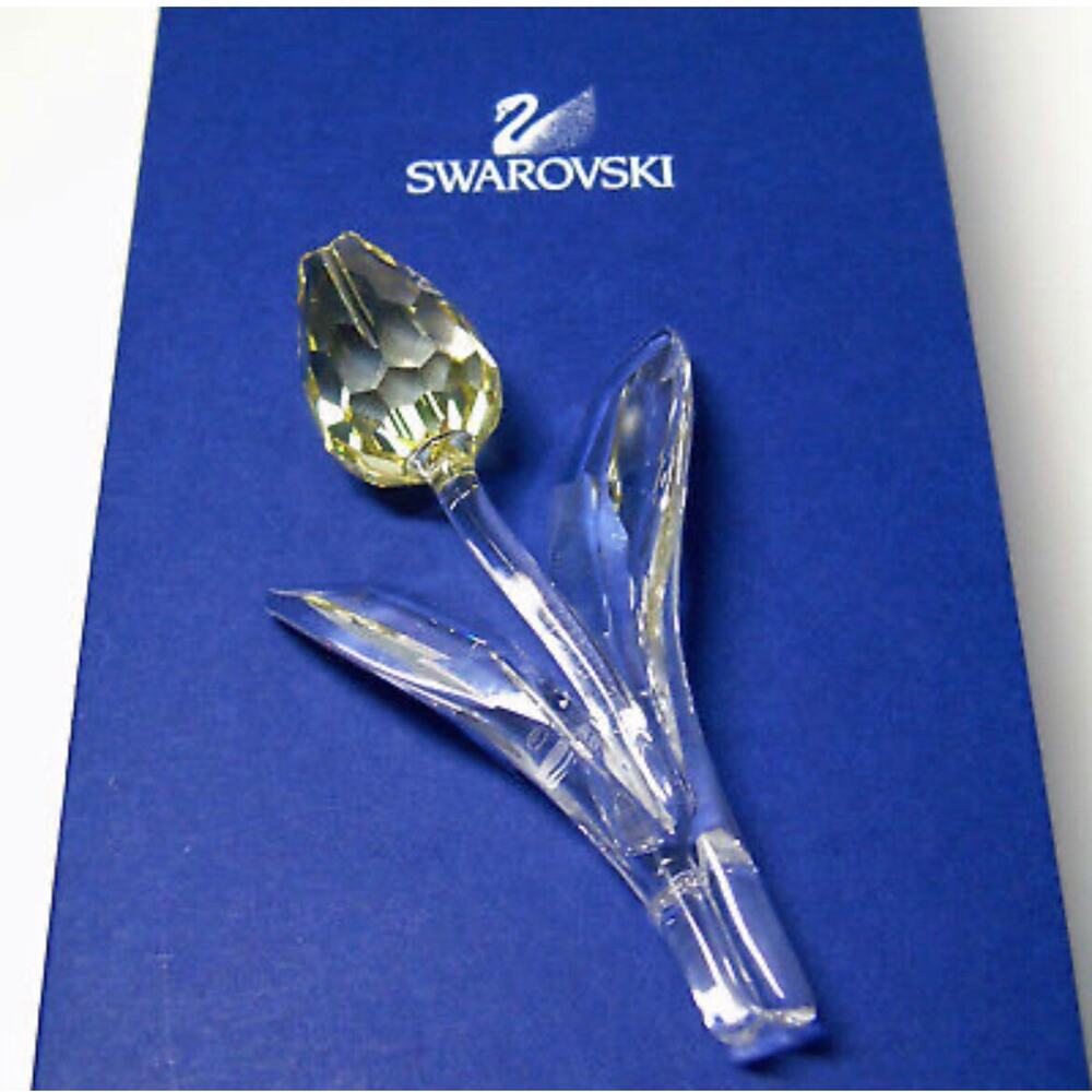 Swarovski Crystal Tulip Flower Yellow Faceted Bud Large Swan Logo Scs 2004 New
